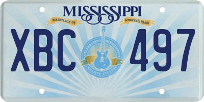 MS license plate XBC497