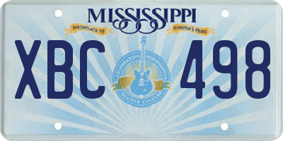MS license plate XBC498