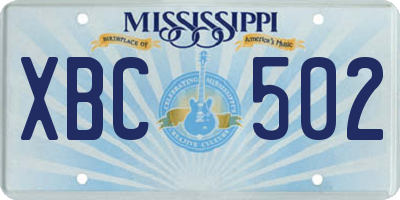 MS license plate XBC502