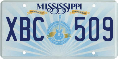 MS license plate XBC509