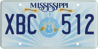 MS license plate XBC512