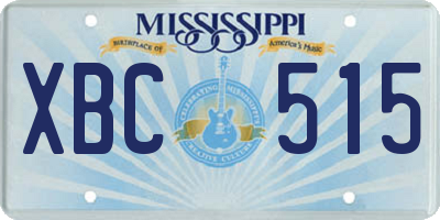 MS license plate XBC515