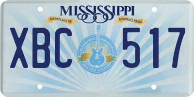 MS license plate XBC517