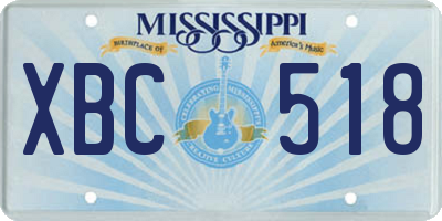 MS license plate XBC518