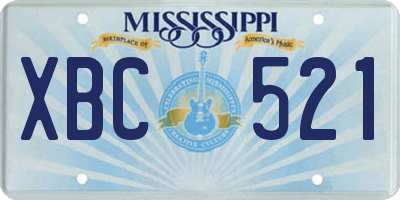MS license plate XBC521