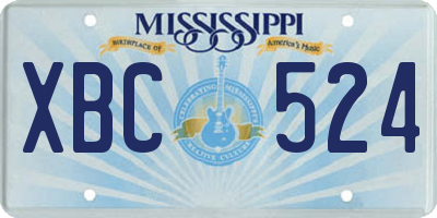 MS license plate XBC524