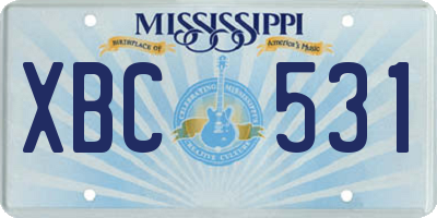 MS license plate XBC531