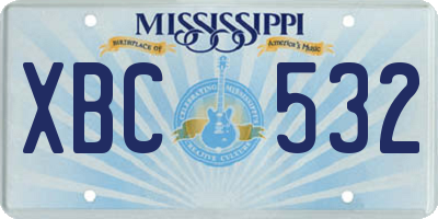 MS license plate XBC532