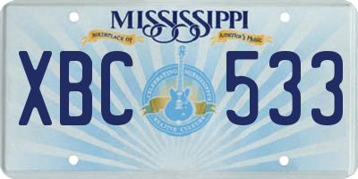 MS license plate XBC533