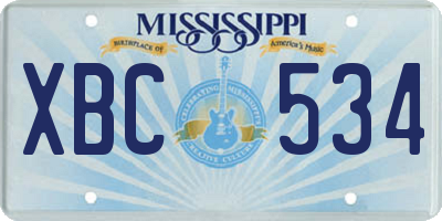 MS license plate XBC534