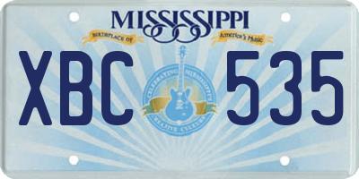 MS license plate XBC535