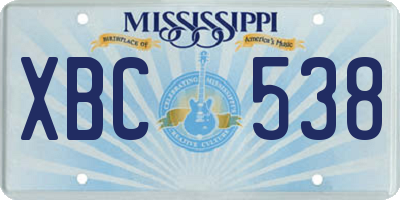MS license plate XBC538