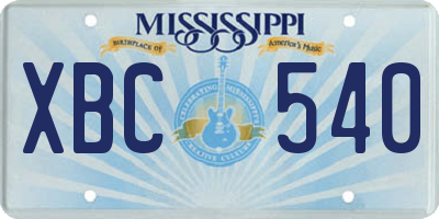 MS license plate XBC540