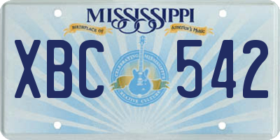 MS license plate XBC542