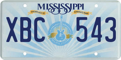 MS license plate XBC543