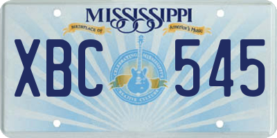 MS license plate XBC545