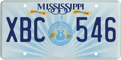 MS license plate XBC546