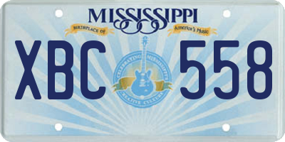 MS license plate XBC558