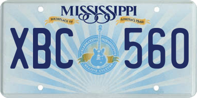 MS license plate XBC560