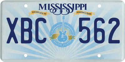 MS license plate XBC562