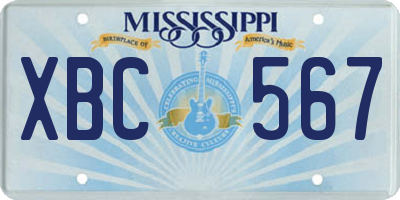 MS license plate XBC567