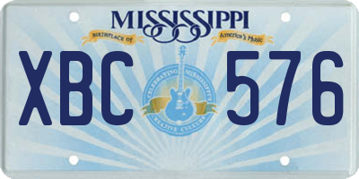 MS license plate XBC576