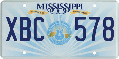 MS license plate XBC578
