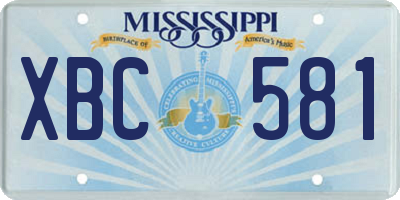 MS license plate XBC581