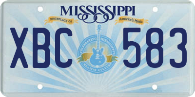 MS license plate XBC583