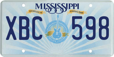 MS license plate XBC598