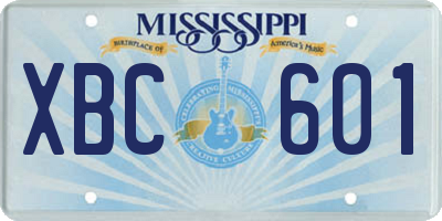 MS license plate XBC601