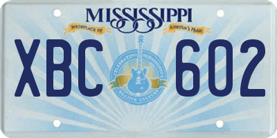MS license plate XBC602