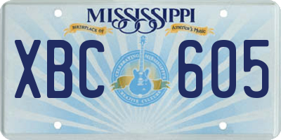 MS license plate XBC605