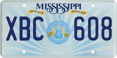 MS license plate XBC608