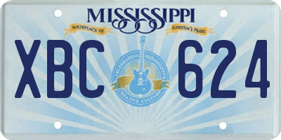MS license plate XBC624
