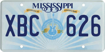 MS license plate XBC626