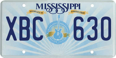 MS license plate XBC630