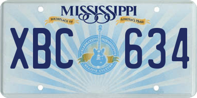 MS license plate XBC634