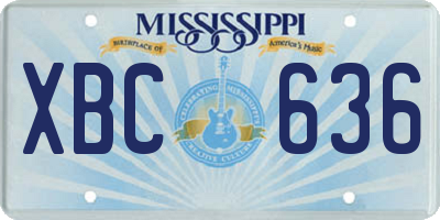 MS license plate XBC636
