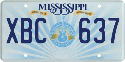 MS license plate XBC637