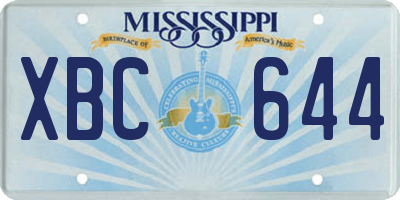 MS license plate XBC644