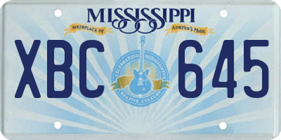 MS license plate XBC645