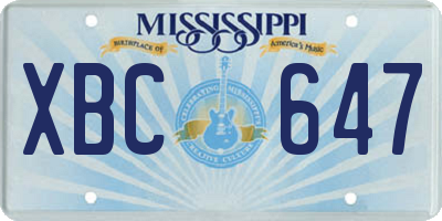 MS license plate XBC647