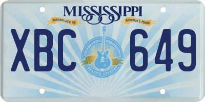 MS license plate XBC649