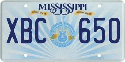MS license plate XBC650