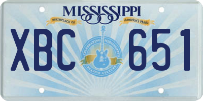 MS license plate XBC651