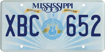 MS license plate XBC652