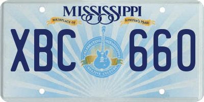 MS license plate XBC660