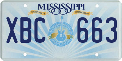 MS license plate XBC663