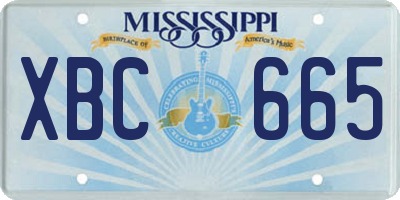 MS license plate XBC665